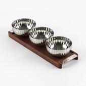 金属茶竖159条纹果碗木质托盘餐代厅果盘摆现新中式 餐桌件几岛台