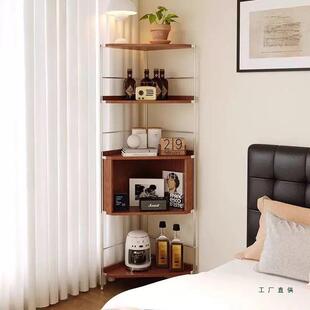 中古实木转角角物架不锈钢三角展示柜客厅沙发书收置纳F996S876架