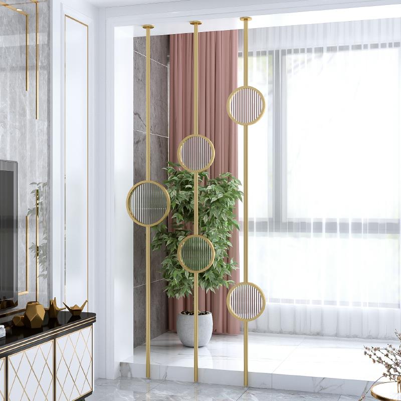 简10约奢落地隔断家用客轻厅屏风装饰创意洗金属立柱玄关遮漱挡台