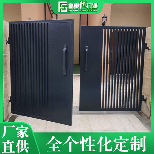 铝合金平开门 电动铝艺大门家用乡村农村大门 别墅庭院大门开小门
