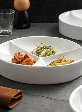 白色酒店凉LJX菜碟冷盘菜三格多格分格卤水拼盘盘餐具创意菜小盘