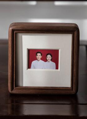 摆实木质相框台结婚证收藏框63412寸78寸术照装裱框洗照片做成相