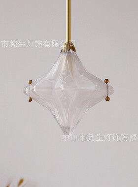噗灵噗灵星璃星吊灯AtDe972中co古玻灯客厅餐厅r岛台复古铜灯