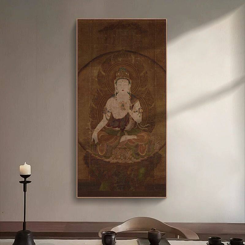 空虚藏菩萨唐卡客厅玄关挂画千手观音佛像复古敦煌壁画佛堂中堂画
