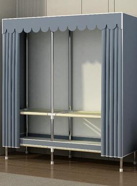 家用钢架简易衣管加LAB柜钢厚结实加装固加卧室耐用组出租房衣橱