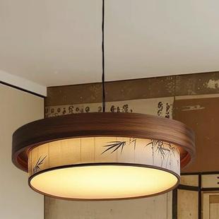 宋代风美学客厅吊灯343中古竹叶卧室餐厅茶室实氛木布艺装 顶饰围