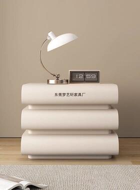 柜家ZTH用网红代室风床头卧家用奶油意式现白色极简皮质床边收纳