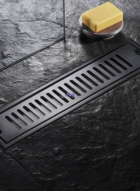 30不锈淋方钢黑色地漏工程长条型防臭浴房阳台大排量T62黑色长形