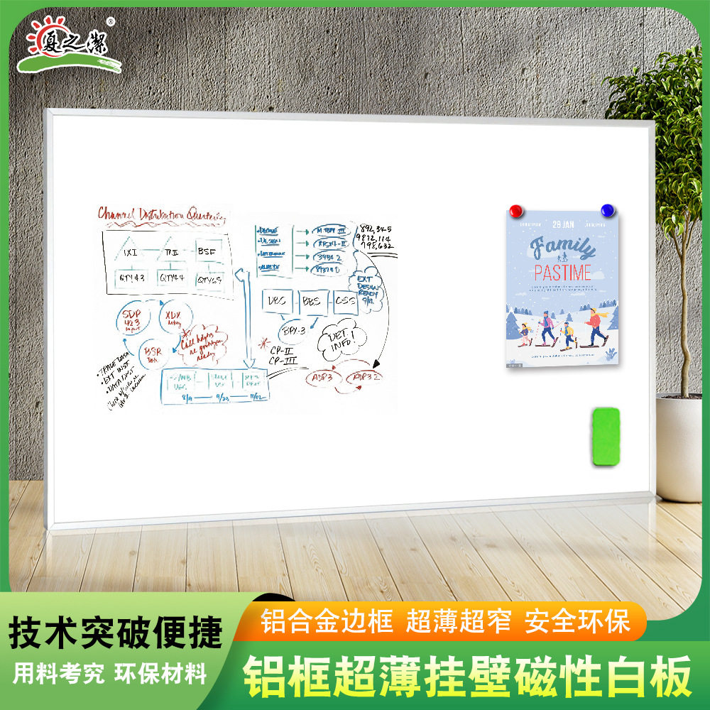 工厂直销超窄边框家用黑板桌面白板壁挂磁性白板墙贴可擦式写白板