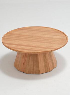 L9S67实木茶几桌大小边组合客厅圆形茶桌小几户型原木复古ORI风茶