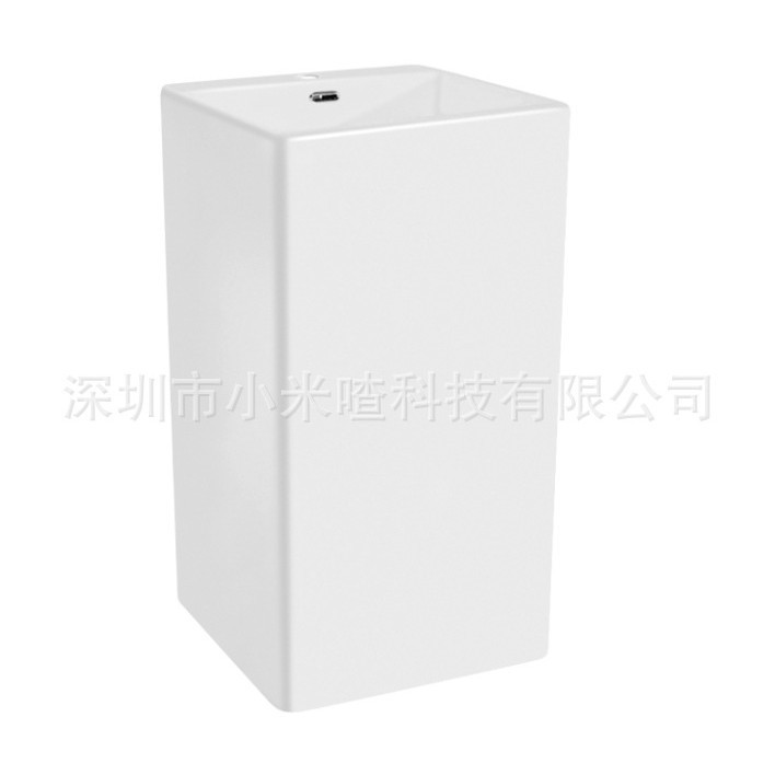 酒店公寓通用陶瓷连体立柱盆靠墙式洗手脸盆户外庭院落地式陶瓷盆