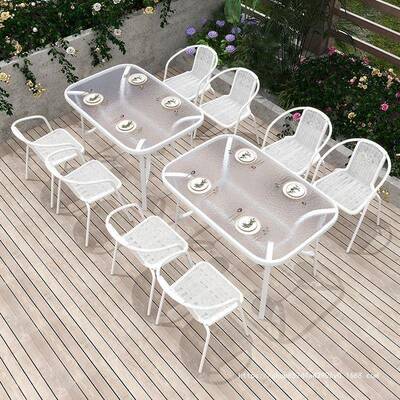 户外桌椅院阳白色室外f9998989休闲露天摆庭茶摊防水防台晒折叠几