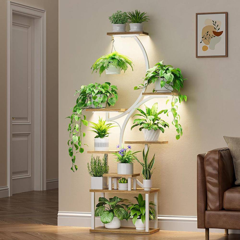 植S型花架物S花架带式种灯室内植物架多层植阳台植物架落地铁艺型