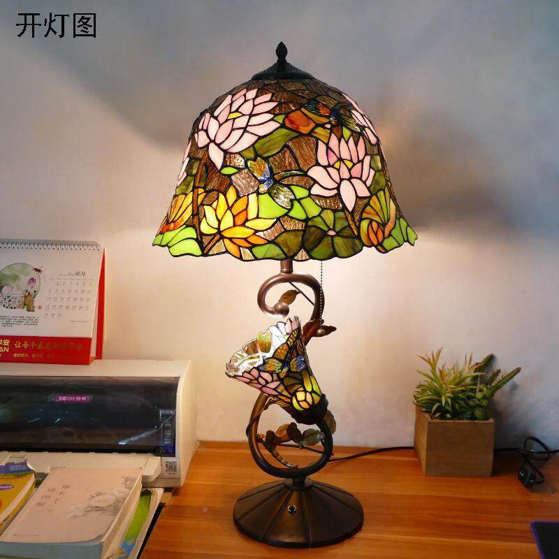 欧匠式园客厅书房田沙发桌彩色玻璃灯罩台灯蒂凡尼艺心术台H685灯,家装灯饰光源,阅读台灯(护眼灯/写字灯),淘宝优惠券,粉丝福利购,淘宝优惠卷