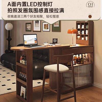 高端吧桌子小户客型伸厅缩VBP移动一体餐边柜隔断柜多台功能边几