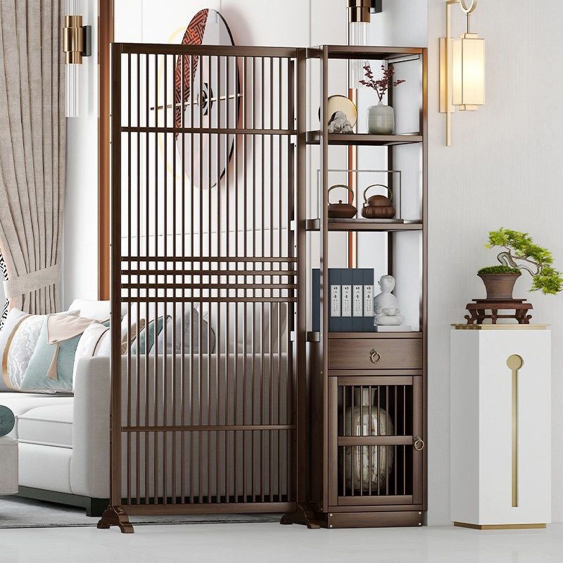 新中式屏风隔断墙客厅镂空格栅家用卧室轻奢高级感折叠移动遮挡帘