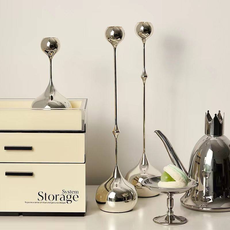 欧式金属电镀水滴蜡烛台摆件家居电视柜客厅餐厅轻奢高档婚庆饰品,家居饰品,烛台,淘宝优惠券,粉丝福利购,淘宝优惠卷