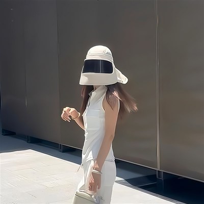 电动车防晒帽女遮阳帽骑车吹不翻口罩一体面罩遮全脸养蜂人户外