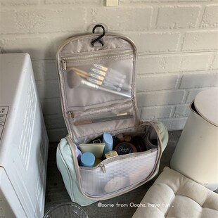 海的颜色~便携大容量化妆包 旅行手提收纳包防水耐脏带挂钩洗漱包