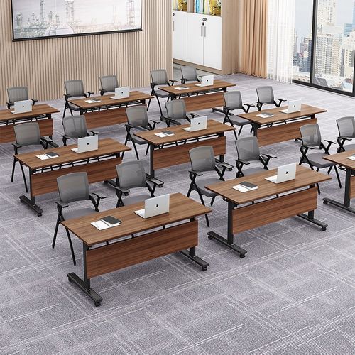 折叠会议桌可移动拼接长条桌简易带轮多功能办公桌培训课桌椅组合