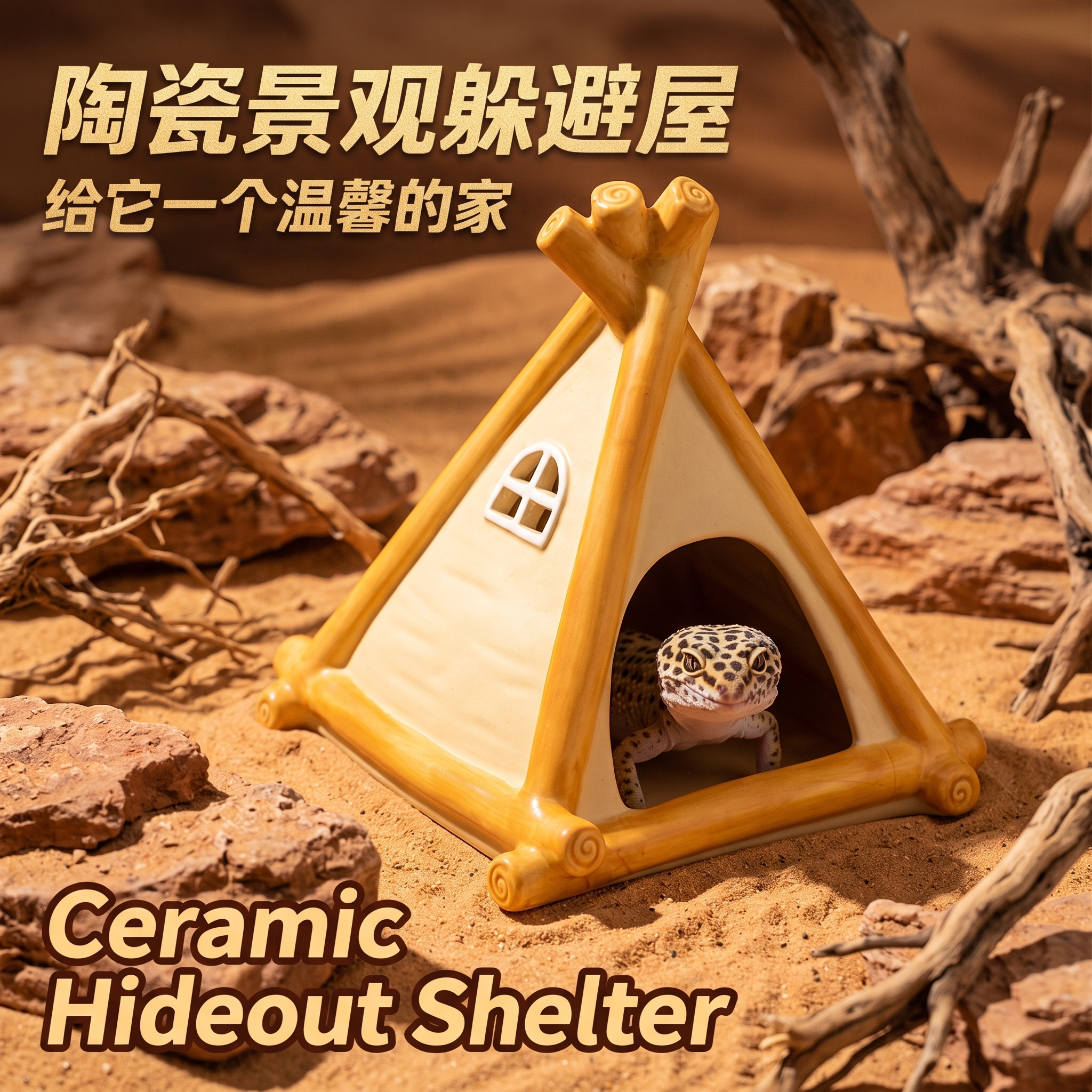 宠趣皿爬宠陶瓷躲避屋