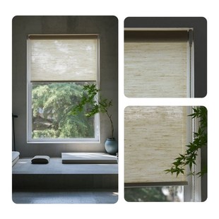 曼沙诺麻草帘苎麻亚麻卷帘窗帘诧寂风茶室民宿装饰遮阳隔断帘书房