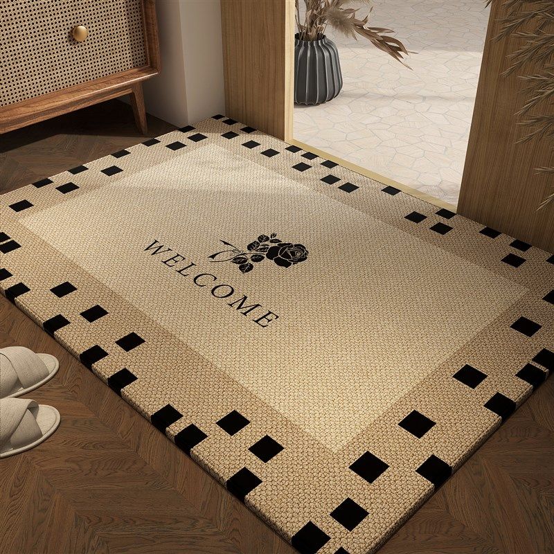 2024新款地垫入户门垫纯色防滑家用地毯门口垫子高级进门玄关脚垫