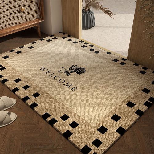 2024新款地垫入户门垫纯色防滑家用地毯门口垫子高级进门玄关脚垫