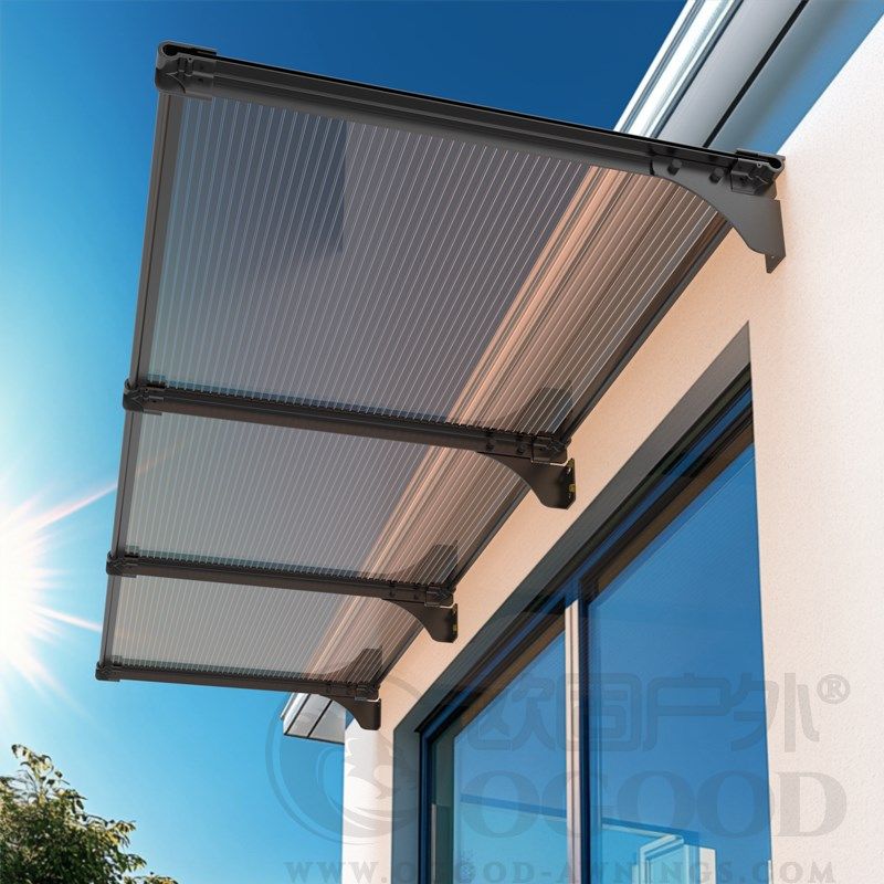 阳光遮阳棚铝合金雨棚屋檐水平雨篷透明玻璃雨蓬防晒窗户门口挡雨