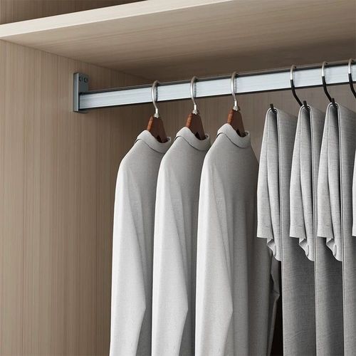 加厚威法挂衣杆防滑静音衣柜挂衣杆衣橱顶装法兰侧装衣通挂杆法兰