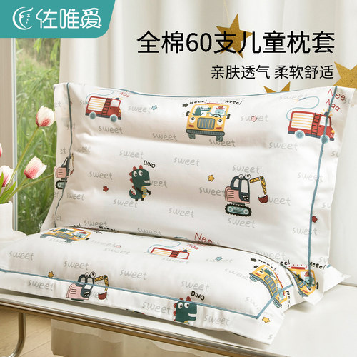 儿童枕套40x60纯棉2024新款可爱小枕头套30x50全棉宝宝专用防口水