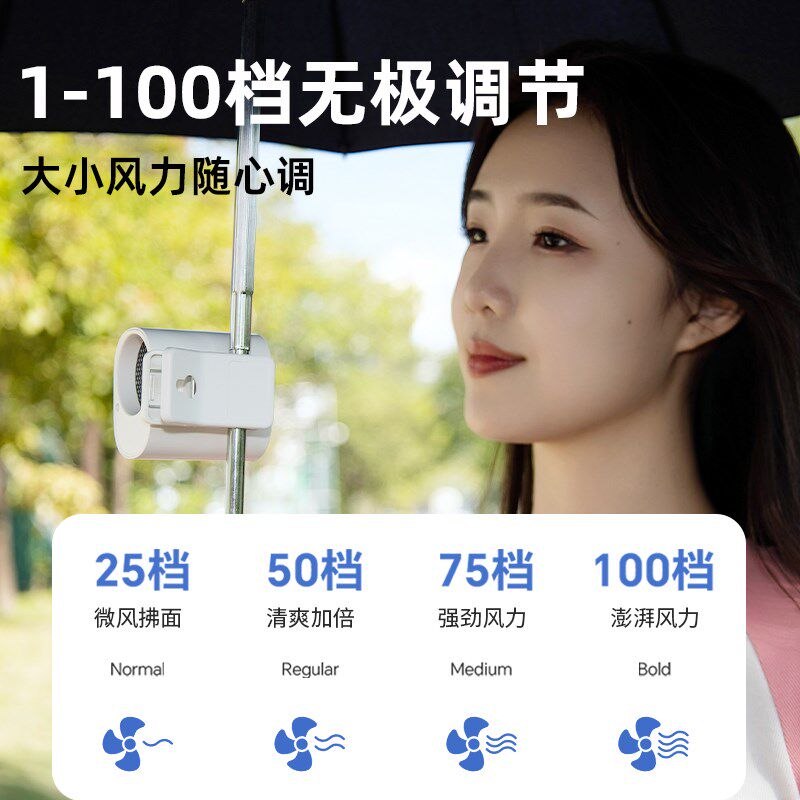 夹太阳伞小风扇迷你静音便携式户外在帽子遮阳雨伞上固定支架挂腰