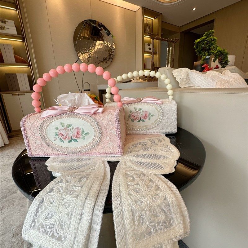 新品家居欧式法式手提纸巾盒家用客厅茶几摆件创意蕾丝抽纸盒,收纳整理,纸巾盒,淘宝优惠券,粉丝福利购,淘宝优惠卷