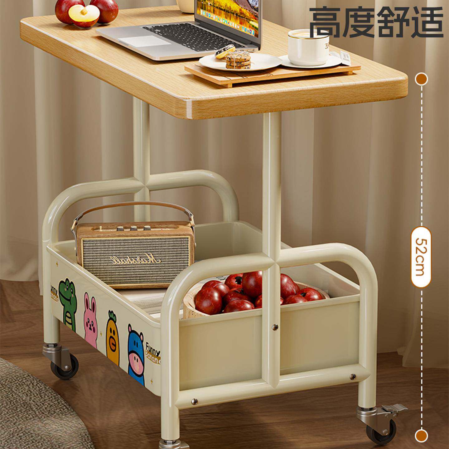 边几小桌子可移动双层茶几推车客厅沙发纳轮茶桌收卧带无品牌/室