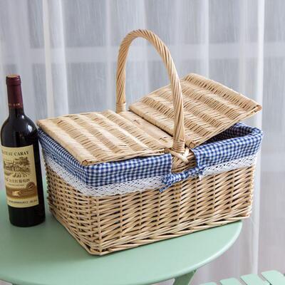 藤编野篮手提篮is田园带盖水果纳F9587JJT篮n竹篮购物篮收筐小篮