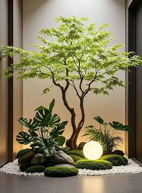 仿真绿盆枫树鸡tb-99070爪槭枯山水景植假树落地室摆件内橱窗绿造