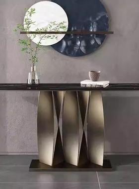 意式轻奢不钢长条钢板玄景关台入户廊靠走墙锈高端现NHJ代大理石