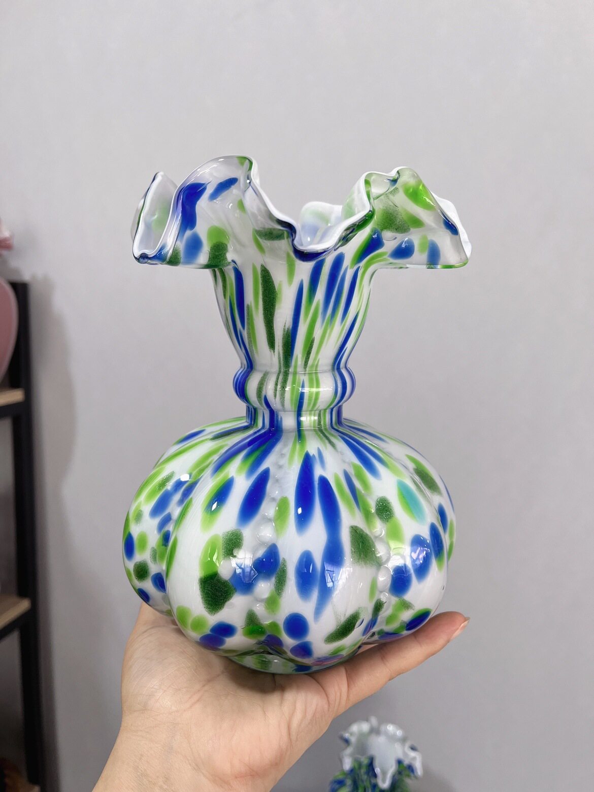 Fenton芬顿花瓶法式复古中古花器花瓶台面落地花瓶客厅插花玻璃瓶
