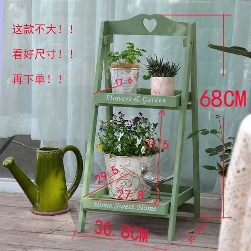村美式乡复古实木花架阳几阶梯落mj-1地多层方形置物架子式台花台