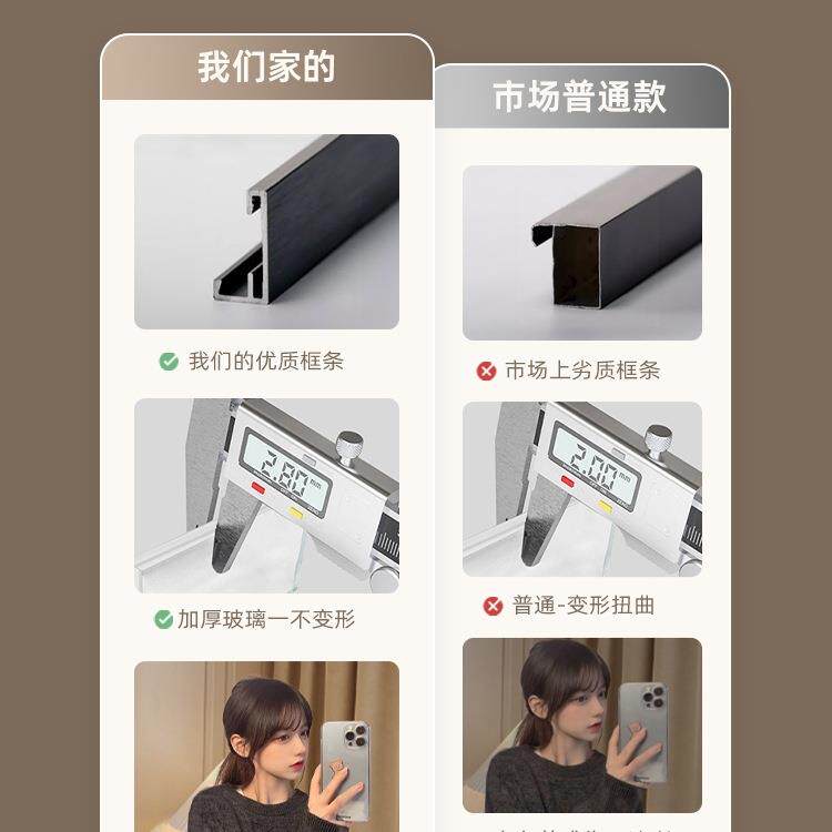 落地NHF全身镜可移动家显用高清试衣衣镜子服装店瘦颜舞美蹈卧室