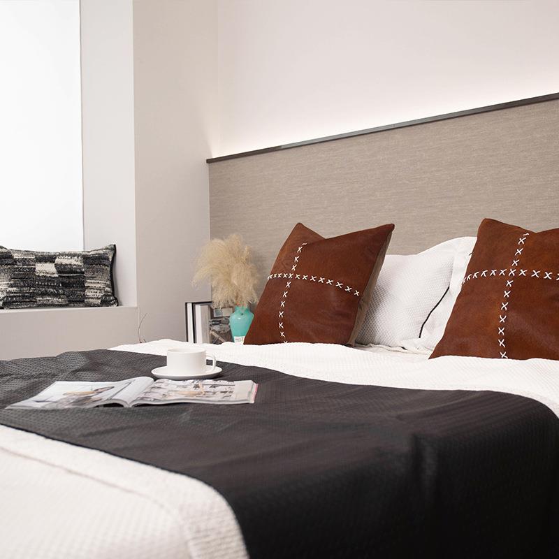 现简约合黑棕系列轻奢抱枕高档样板多件套间JY1010-J组床尾巾代搭