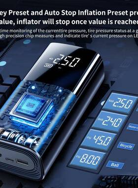 气无线车V载充泵手持便式汽车充气泵智能数显13432携电动打气泵