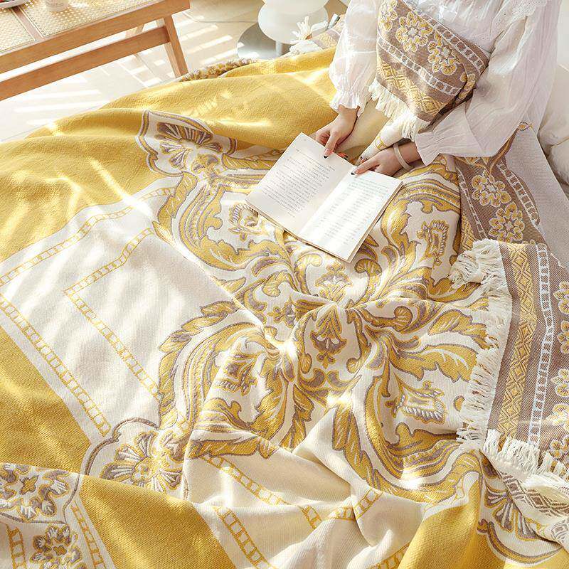 全棉夏流苏花边毛巾CC202404被纯棉季办室午睡毯单人毯家用款毛公