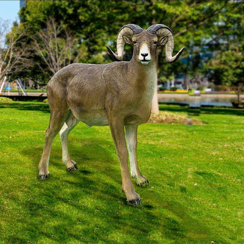 户外仿大型盘园羊2003111∶1玻璃钢摆件真庭落院花草坪地模型雕塑