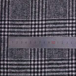 现货黑白格TII鸟格布双料毛呢面料千80毛面羊呢大衣服装面料