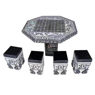 石桌子石凳室外院花园石桌子大石圆桌用家户外石桌石凳子一庭石桌