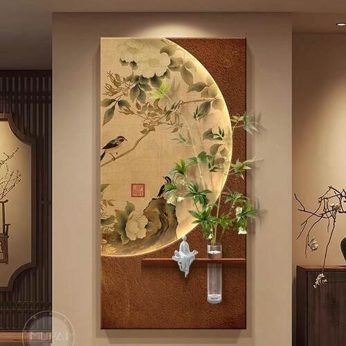 古风入户对玄ZA0510关装饰画宋代美学壁画中灯走廊过道正挂画20门