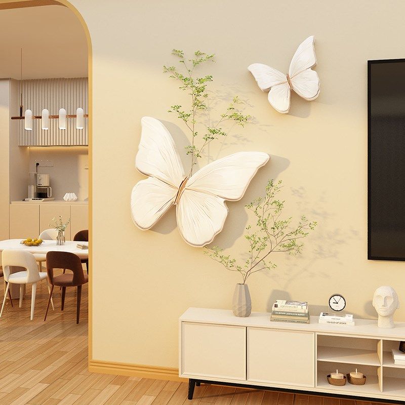 奶油风适合电视机背景大白墙的装饰画挂件2025新款客厅改造贴自粘,家居饰品,软装墙贴,淘宝优惠券,粉丝福利购,淘宝优惠卷