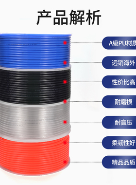 PU气管气动软管8*5高压气管空压机气泵接头气动配件4/6/8/10/12mm