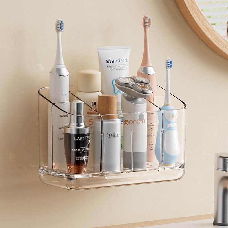 电动牙刷置物架壁挂卫生间墙上收纳神器免打孔分格牙刷牙膏置物架